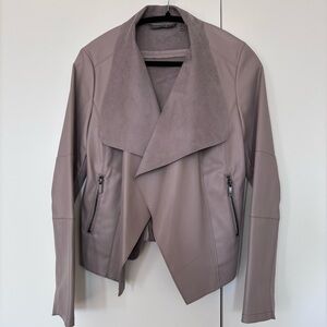 Bagatelle Drape Front Faux Leather Jacket